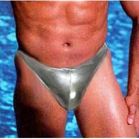 Men' SILVER FOIL Brazil Style Bottom Cut Swim Brief