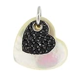 Heart Pendant w/White Mother-of-Pearl & Black CZs