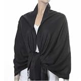 BLACK SOLID PASHMINA SHAWL WRAP SCARF