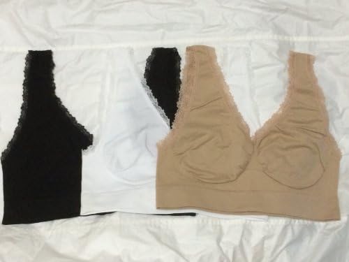 Se7en Fashion 3-pack Seamless Lace Ahh Bra (White, Black, Nude) (X-Large)