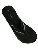 Dockers - Ladies Wedge Flip Flop Sandal, Black, Silver