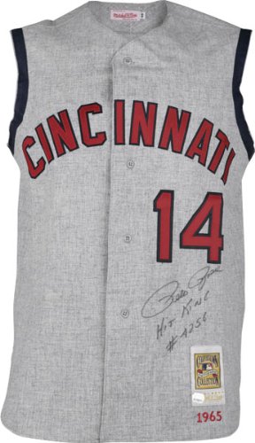 Pete Rose Autographed Jersey | Details: Jersey - Cincinnati Reds, 1965, Hit King and 4256 Inscriptions