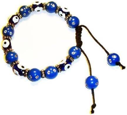 Blue Evil Eye Bracelet with Adjustable String