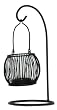 Metal lantern with inserted glass cylinder on stand 10.5"H set of two