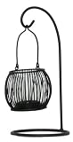 Metal lantern with inserted glass cylinder on stand 10.5"H set of two