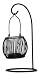 Metal lantern with inserted glass cylinder on stand 10.5"H set of two