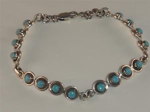 Turquoise Sterling Silver Tennis Bracelet - BR-0067