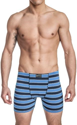 Men's Black and White Striped Cotton Boxer Brief