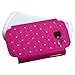 Asmyna Hybrid Luxurious Lattice Dazzling with Rhinestones Total Defense Cover for Samsung Galaxy Discover R740C/Centura S738C - Retail Packaging - Hot Pink/Solid White