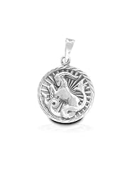 Bling Jewelry Sterling Silver Zodiac Capricorn Large Disc Pendant