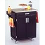 Home Styles Furniture Black Wood Kitchen Cart with Stainless Steel Top