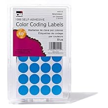 Charles Leonard Inc. Labels with Color Coding Dots, 0.75 Inch Diameter, Blue, 1000 per Box (45115)