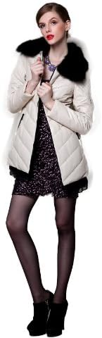 Little Victoria Women's Coat Shawl Feather Jacket With Detachable Fox Fur Collar White 12