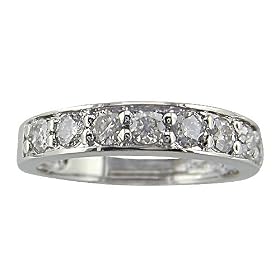 1ct tw Round Diamond Anniversary Ring in 10K White Gold, Available Ring Sizes 5 - 9, Ring Size 8.5: Jewelry