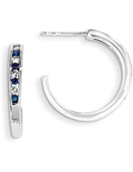 14k White Gold Diamond & Sapphire Post Earrings. Wt- 0.15ct. Gem Wt- 0.19ct