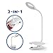 UnicornTech TL-15 Clip Desk Lamp [2-IN-1 Stand on Own / Clip Everywhere] Touch LED USB Rechargeable Dimmable Portable Lightweight Table Reading Study Bedside Light Lamp (Power Adapter for Free Gift)