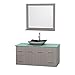 Wyndham Collection 48" Single Bathroom Vanity in Gray Oak, Green Glass Countertop, Altair Black Granite Sink, and 36" Mirror