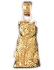 Dazzlers Solid 14k Gold Cat Charm Pendant Available in three colors from jewelsberry (weights: 1.4 grams only)