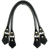 18.1" byhands 100% Genuine Leather with Bronze Style Ring Black Purse & Bag Handles (22-4701)