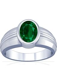 18K White Gold Oval Cut Emerald Solitaire Ring