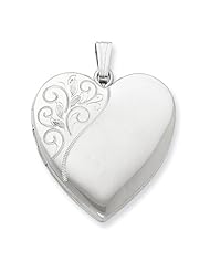 Sterling Silver 24mm Polished Swirl Heart Locket