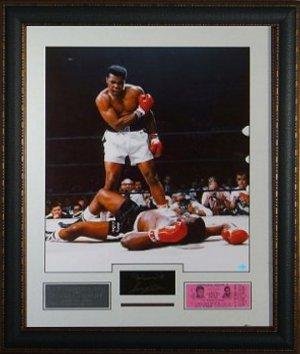 Muhammad Ali unsigned over Sonny Liston – Engraved Signature Collection w/ Ticket – Signed Boxing Tickets