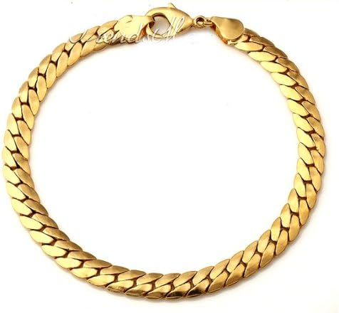 TKC 18K Gold Filled Bracelet Snake Herringbone Chain Jewelry MENS Boy 6mm 8.27"