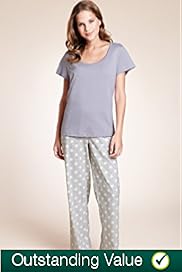 Pure Cotton Scoop Neck Shadow Striped Pyjamas