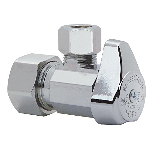 BrassCraft G2CR19X C1 1/2 in. NOM Comp Inlet x 3/8 in. OD Compression Outlet Chrome Plated Brass 1/4 Turn Angle Valve