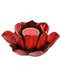 Set of Two Metallic Red Ceramic Lotus Tea light Holders