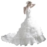 GEORGE BRIDE A-Line Princess Sweetheart Chapel Train Organza Wedding Dress With Beaded Appliques Size 4 Ivory