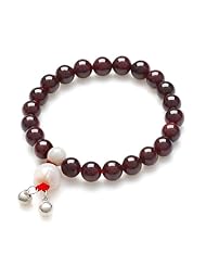 Honeystore Girls 925 Sterling Silver Garnet Jade Stretch Bracelet Color Multicolor