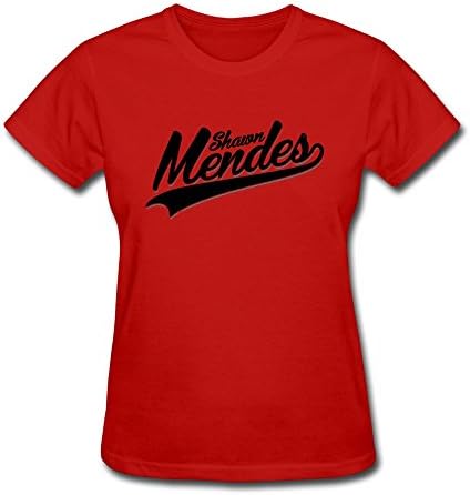 XUEJW Women's Shawn Mend Logo Cotton Round Collar T Shirt,M,Red