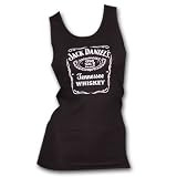 Jack Daniels Whiskey Label Logo Black Ribbed Womens Graphic Tank Top