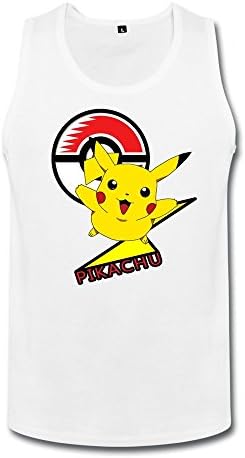 Mens 100% Cotton Pikachu Jersey Tank T Shirts XXL White