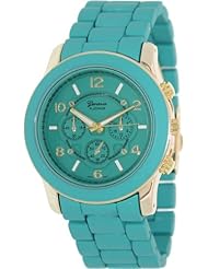 Geneva Platinum Womens 9158.Gold.Teal Green Stainless-Steel Quartz Watch with Green Dial