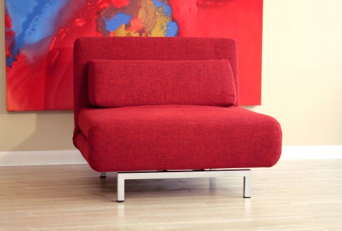 Baxton Studios Romano Convertible Sofa Chair Bed, Red