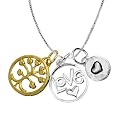 14k Yellow Gold Overlay Sterling Silver "Love" Three Charm Two-Tone Necklace, 18"