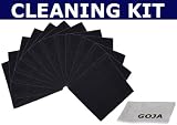 (13 Piece Set) 12 Black Premium Microfiber Cleaning Cloths For Electronic Devices, Cell Phones, Digital Cameras, Lens, Tvs, Ipod, Ipad, Iphone, Glasses, Sunglasses, Blackberry, Nokia, Droid, Samsung, Lg, Canon, Nikon, And Others + 1 Premium Microfiber Goja Cleaning Cloth