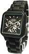 Tense Dark Solid Wood Square Multi-Eye Hypoallergenic Watch B7305D
