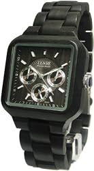 Tense Dark Solid Wood Square Multi-Eye Hypoallergenic Watch B7305D