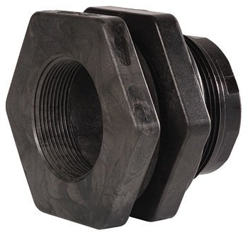 Little Giant AD-BH-2 Bulkhead Fitting Suitable for Ponds, 2-Inch FNPT, Black, 566257