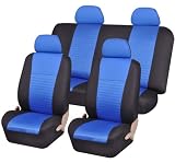 Airbag Compatible Seat Cover Univerisal Car Seat Cover Full Set with Airbags Ready, and Rear 40/60 Split Fb060 Blue/black 114