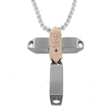 Bliss Necklace Men in Steel and PVD with Black Diamond, form Cross, line Elegance, weight 3 grams