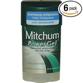 Mitchum Anti-Perspirant & Deodorant, Power Gel, Unscented, 2.25 oz (63 g) (Pack of 6)
