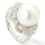 18K WG Diamond & 12.5-13MM Cultured South Sea Pearl Size 7 Ring