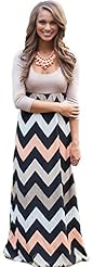 Ankle Length Striped Print 3/4 Sleeves Long Sleeves Polyester/Spandex Stretchy Round Neck Club Dress/Maxi Dress 