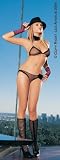 3Pc. Sheer Ruffle Bra Top, Full Back Sheer Panty W/ Side