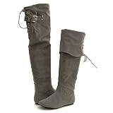 Bamboo Sunkiss03 Thigh-High Boots Gray Suede