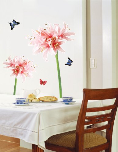 Easy Instant Decoration Wall Sticker Decal - Giant Flower Sprouts and Butterflies